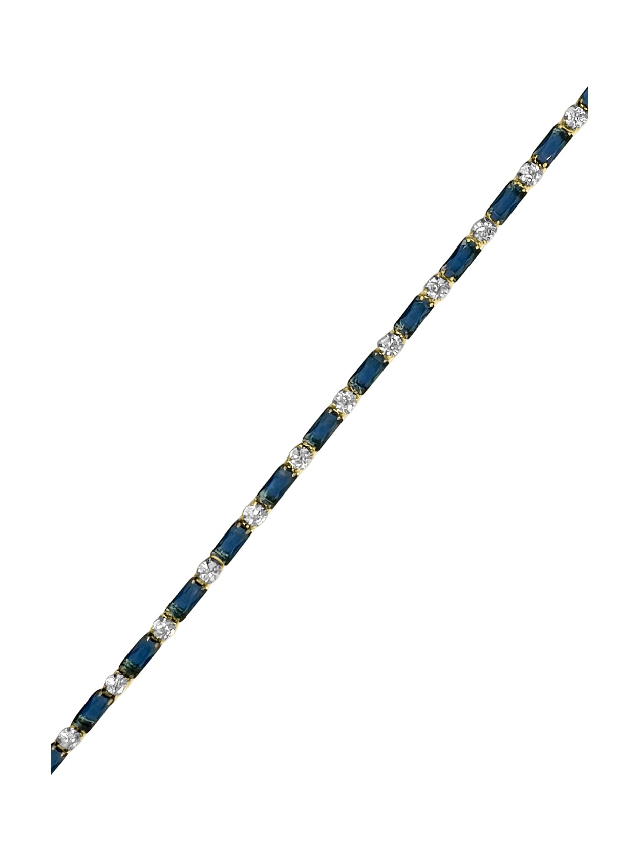 VERGULDE STALEN RIVIERARMBAND MET ZIRKONIUM EN SAFFIER