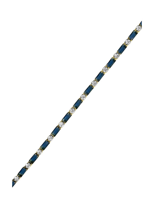 Bracelet riviere en acier doré zirconium saphir