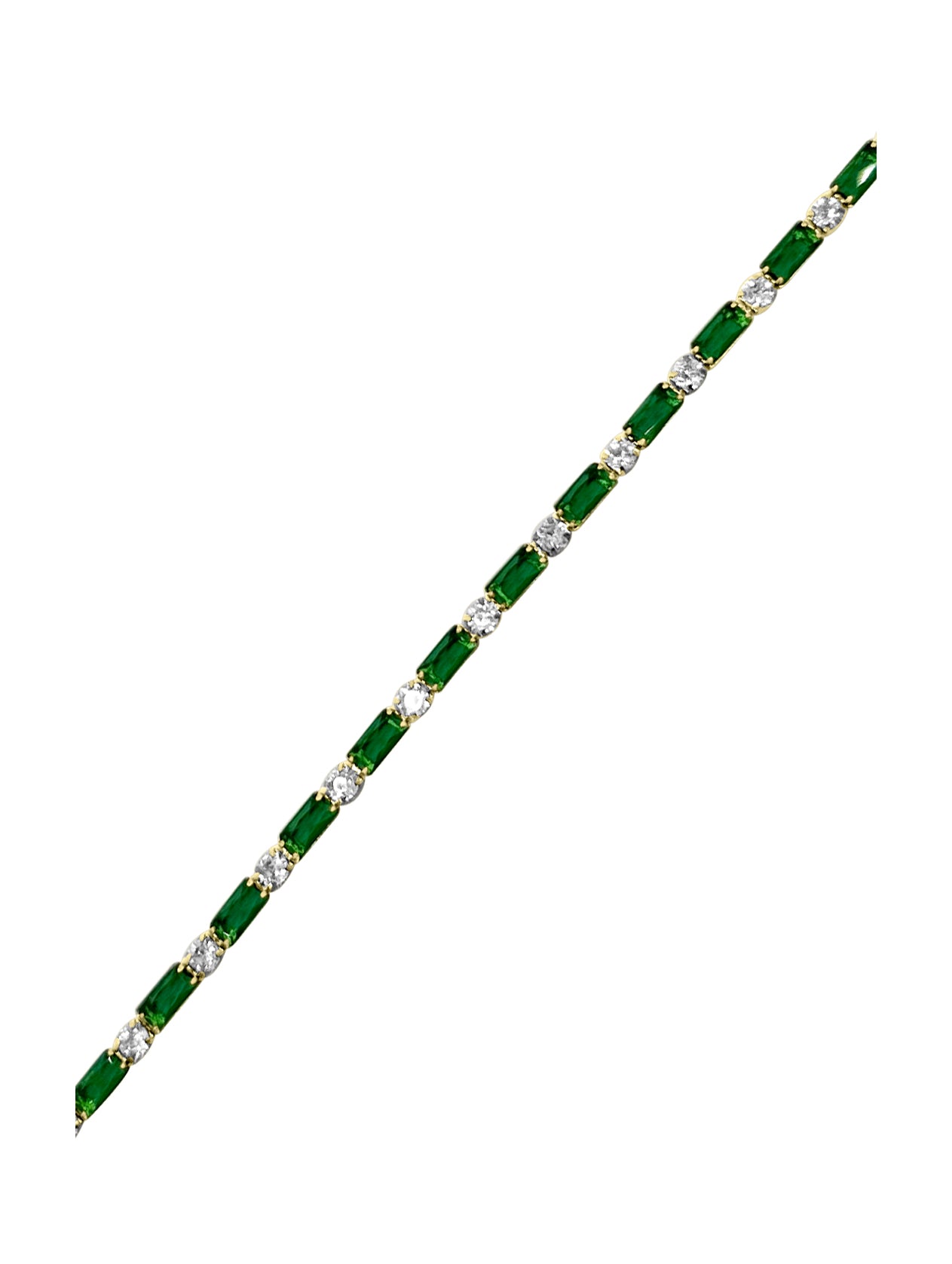 VERGULDE STALEN RIVIERARMBAND MET ZIRKONIUM EN SMARAGD