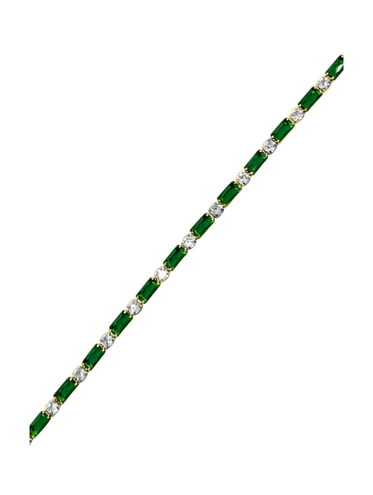 Bracelet riviere en acier doré zirconium émeraude