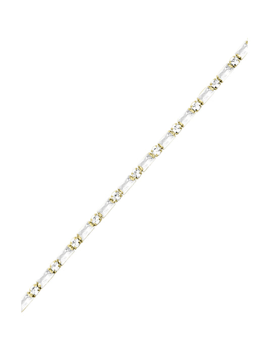 Bracelet riviere en acier doré zirconium blanc