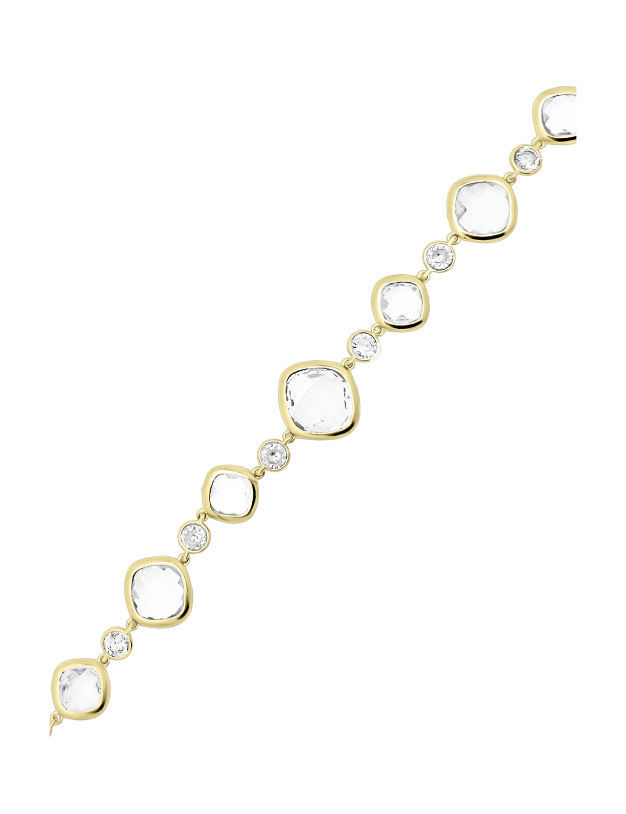 VERGULDE STALEN ARMBAND MET FACETGESLEPEN WITTE STENEN