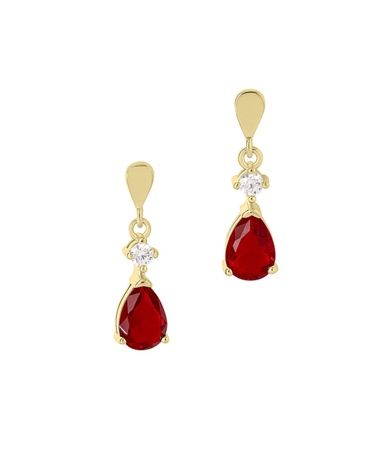Boucles d'oreilles en plaqué or goutte rubis