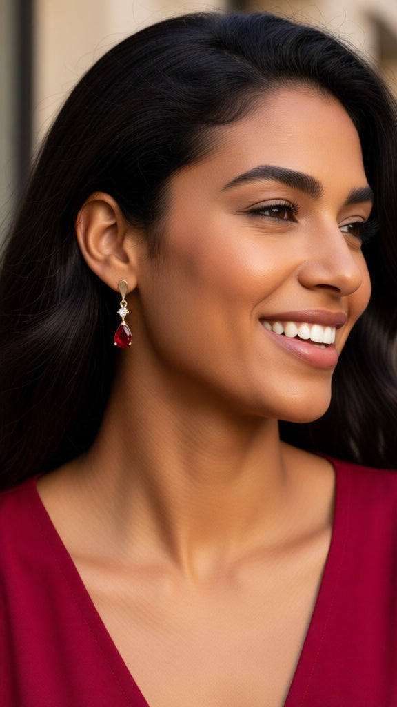 Vergulde rode oorbellen