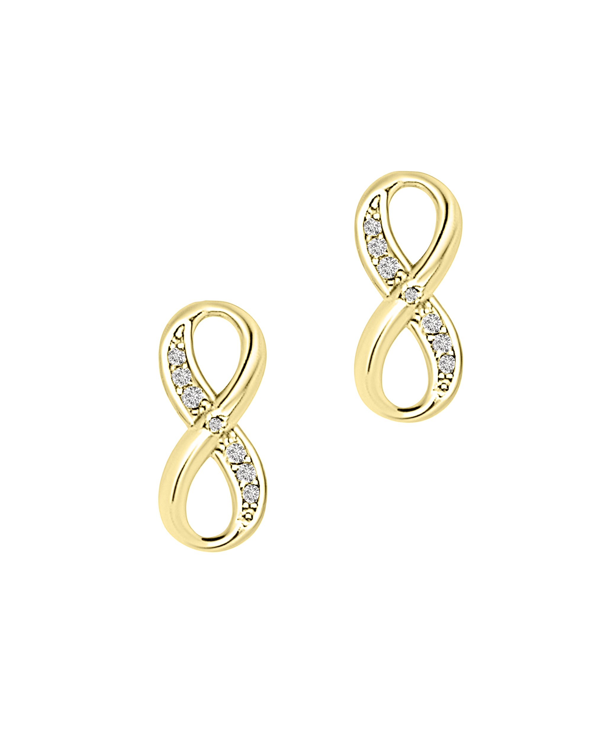 BOUCLES D'OREILLES EN PLAQUE OR INFINI AVEC PIERRES