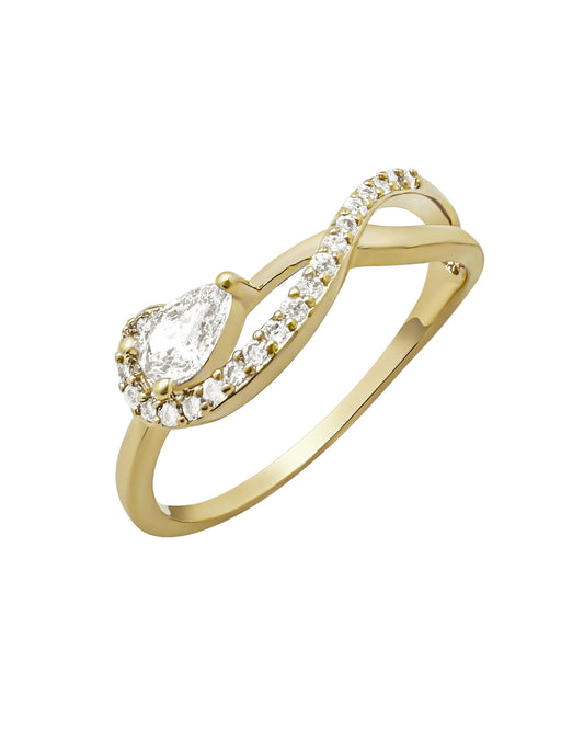 Bague en plaqué or infini avec poire en zirconium