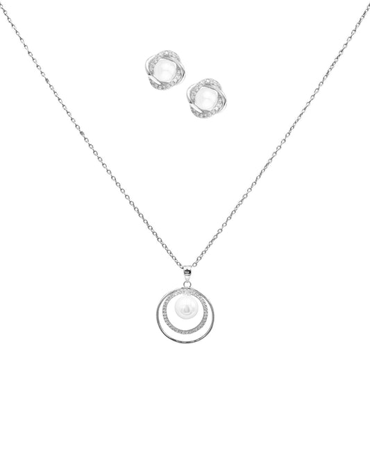 Parure en argent avec pierres et perle