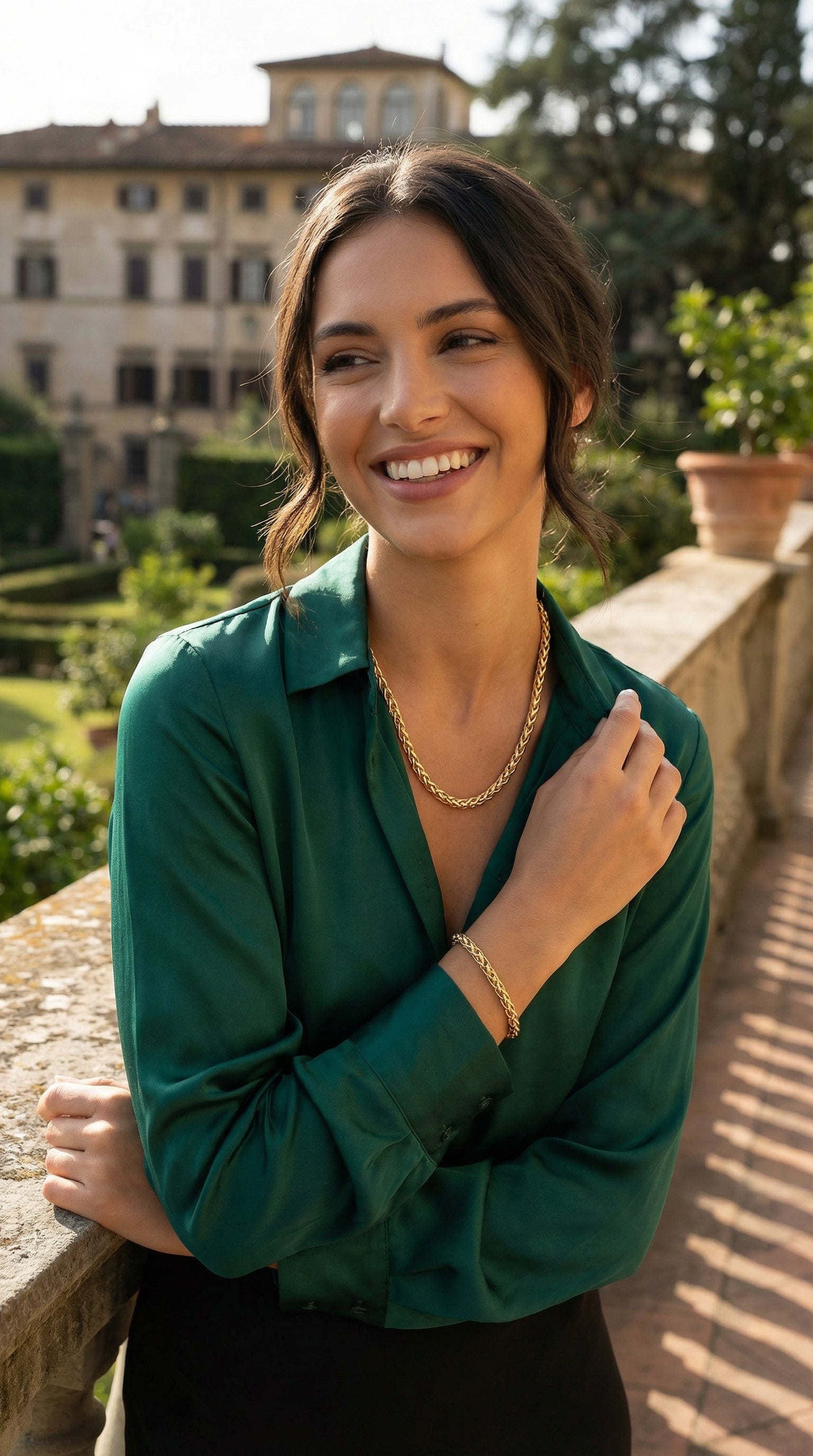 PARURE EN ACIER DORE MAILLE PALMIER