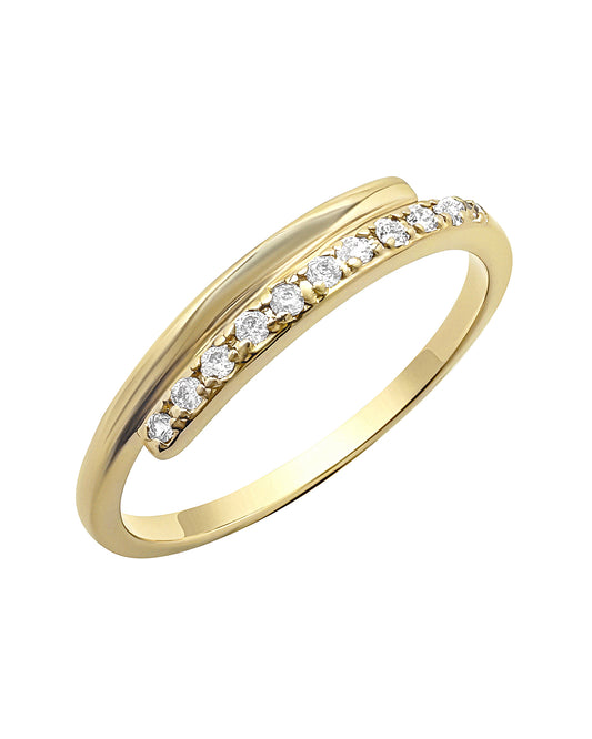 Bague en plaqué or double lignes avec zirconium