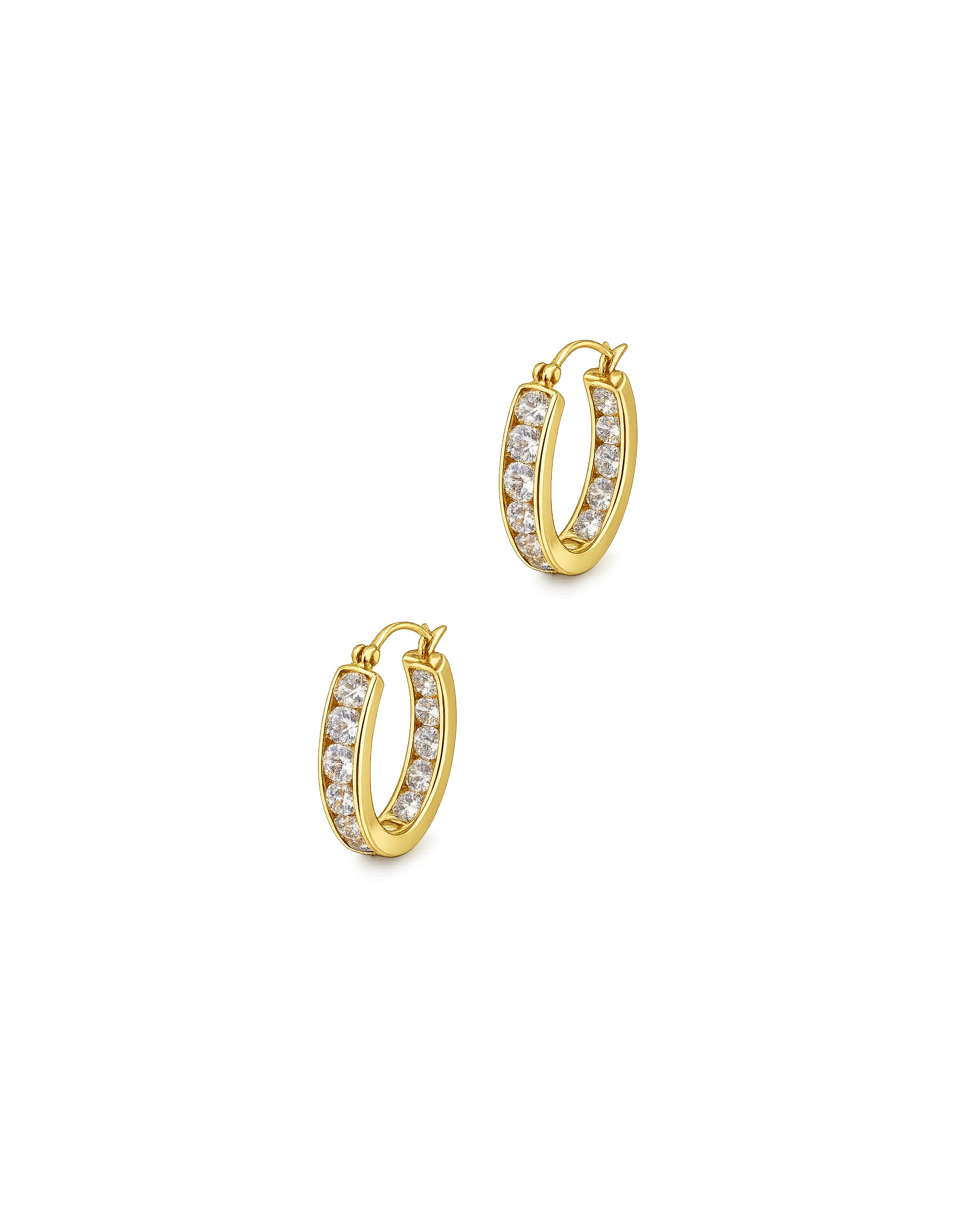 CREOLES OVALE EN PLAQUE OR SERTIES DE ZIRCONIUM
