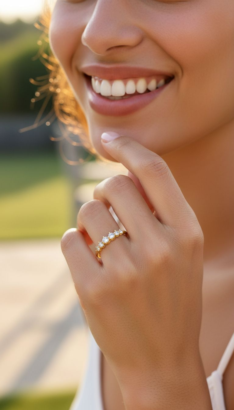 VERGULDE RING MET 5 ZIRKONIUMS