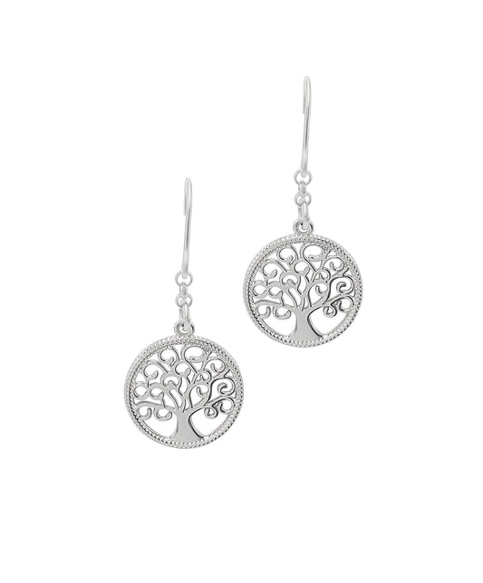 Silver tree of life dangling earrings