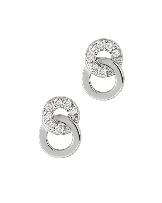 Boucles d'oreilles en argent 2 cercles avec pierres