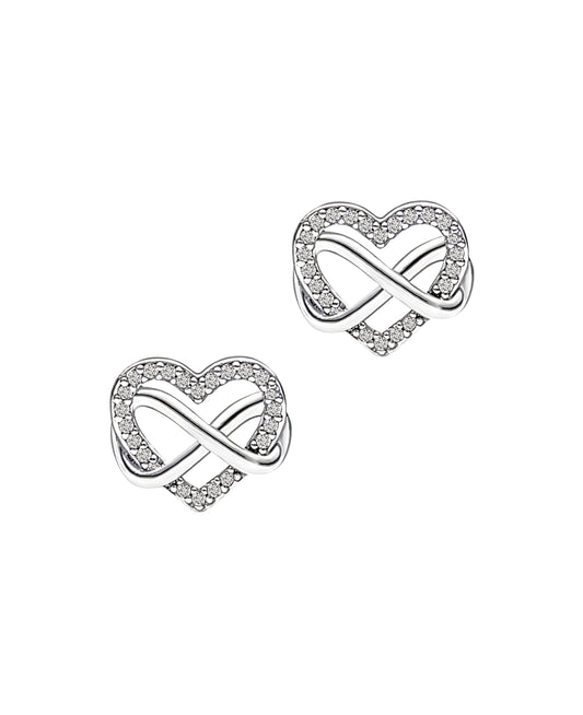 Boucles d'oreilles en argent coeur avec pierres et infini