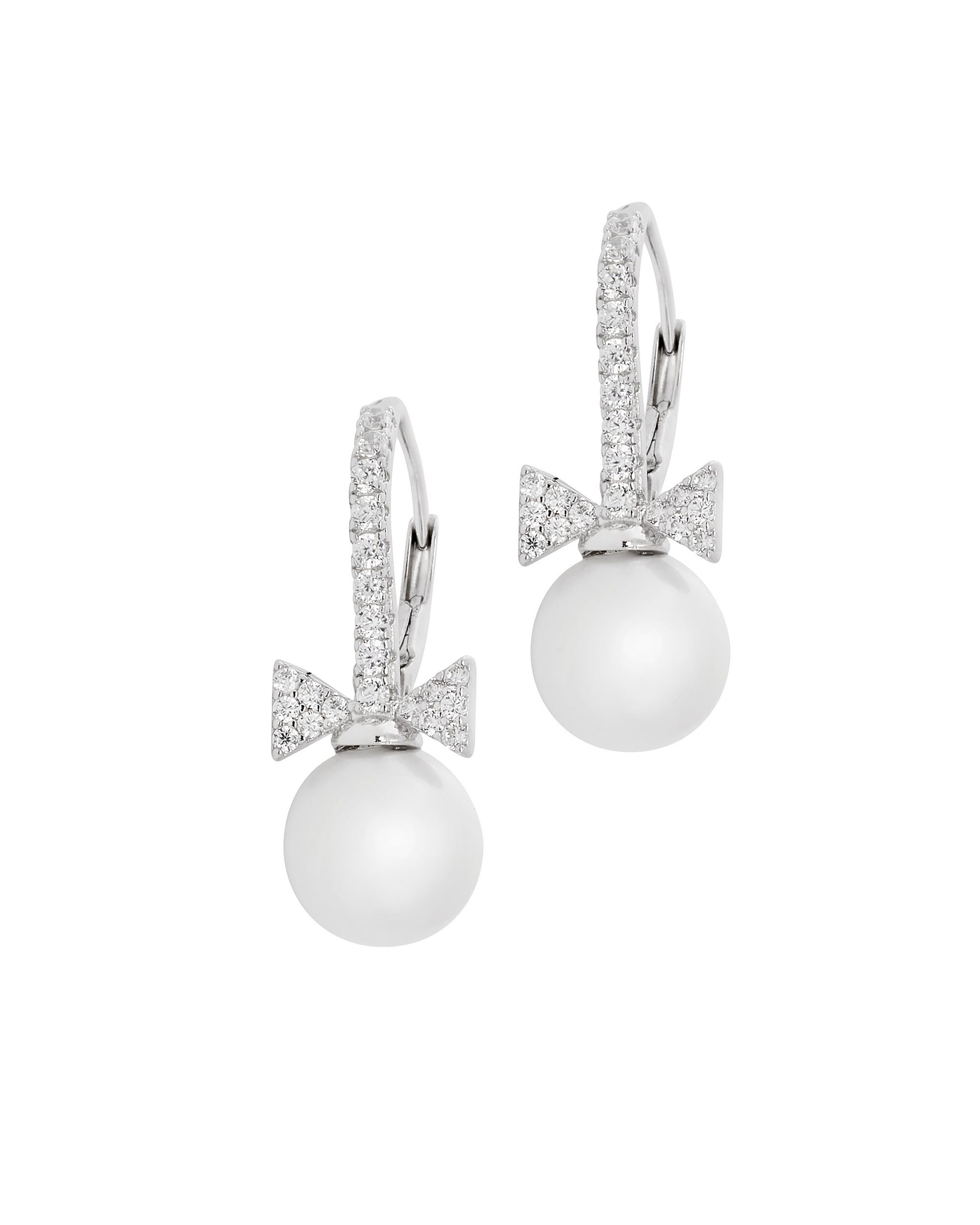 DORMEUSES EN ARGENT PERLE ET NOEUD