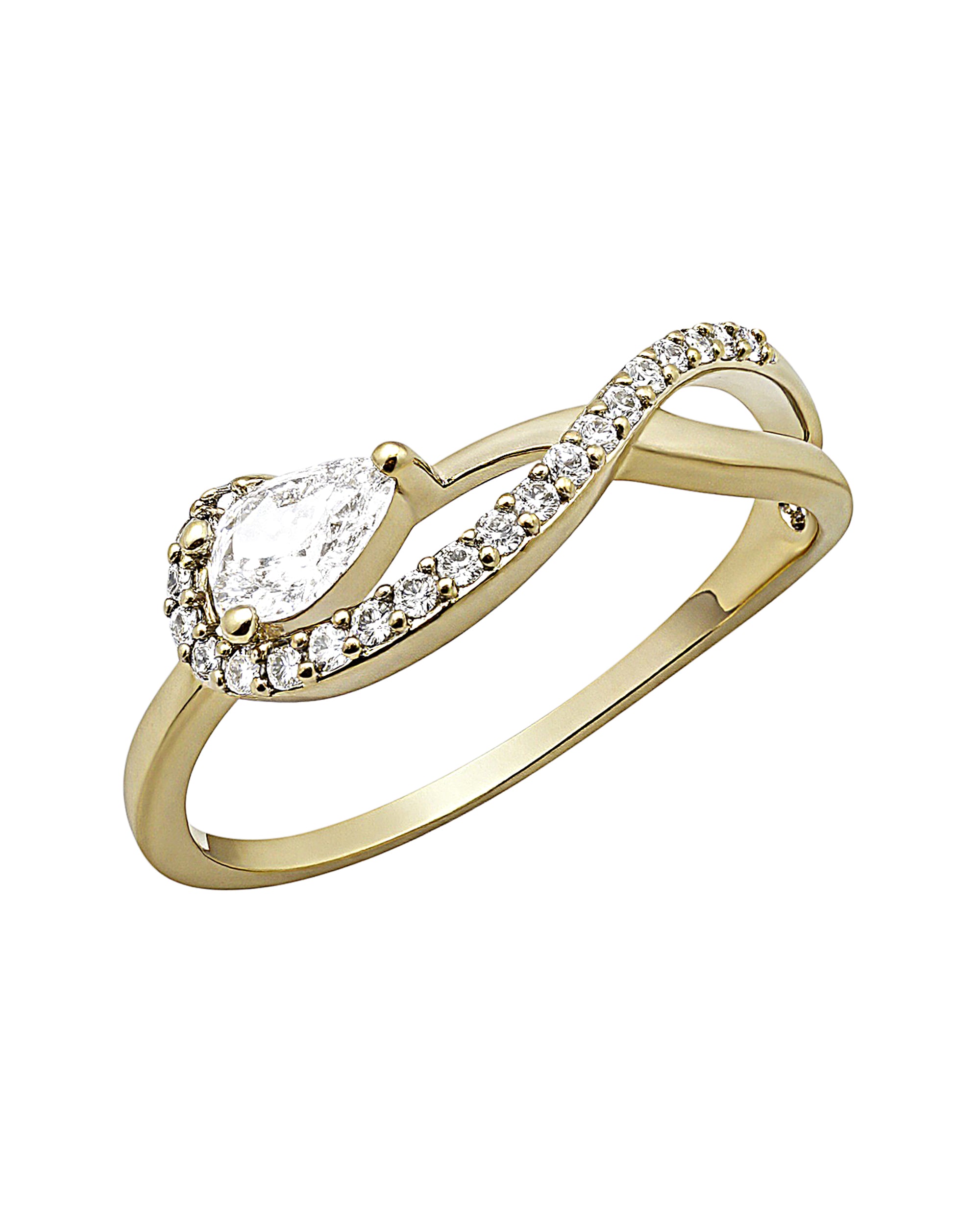 BAGUE EN PLAQUE OR INFINI  AVEC POIRE EN ZIRCONIUM