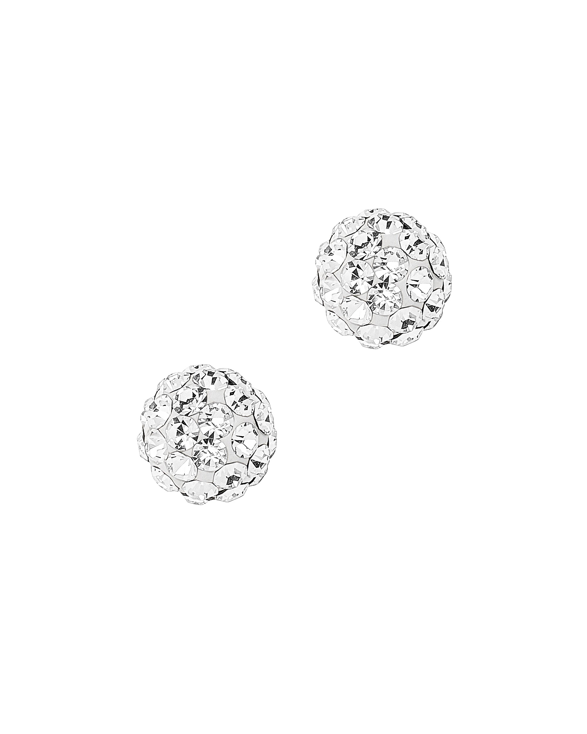 BOUCLES D'OREILLES EN ARGENT BOULE STRASS
