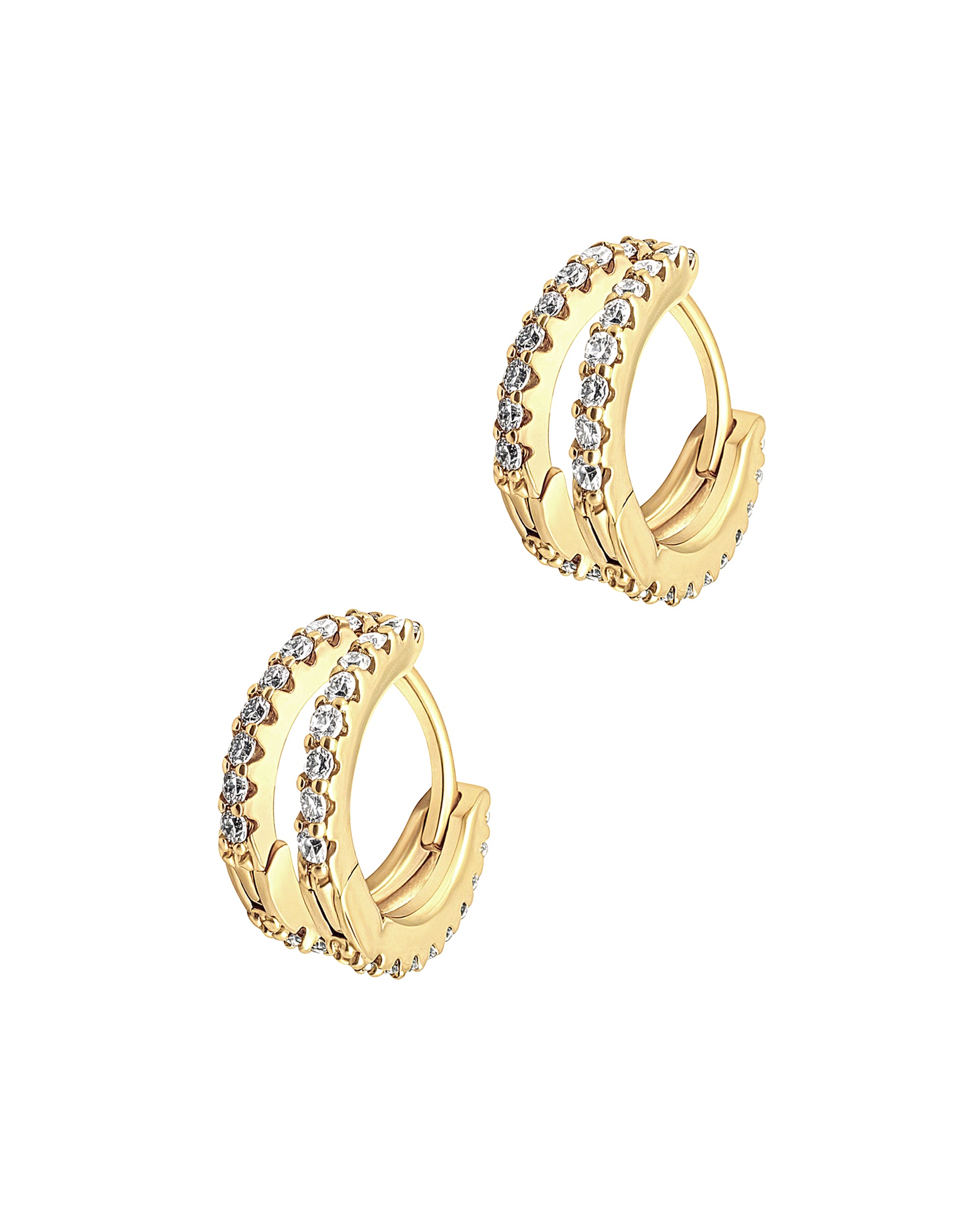 CREOLES EN PLAQUE OR DOUBLE  AVEC ZIRCONIUM