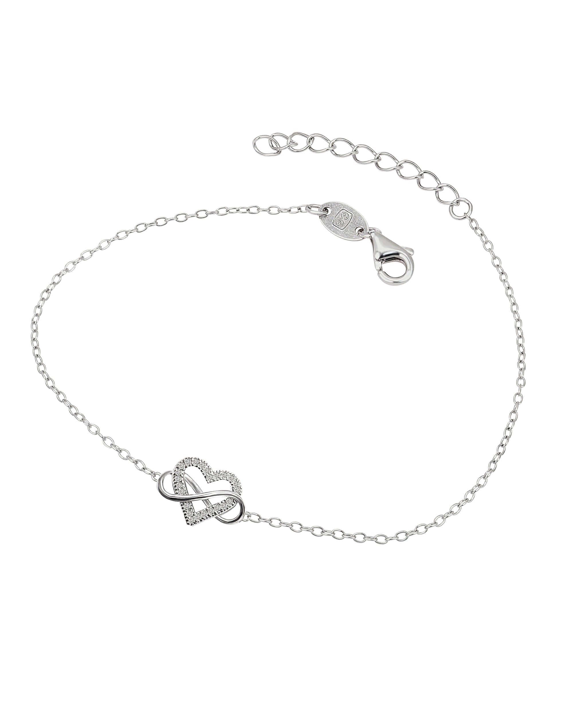 BRACELET EN ARGENT INFINI ET COEUR AVEC PIERRES BLANCHES