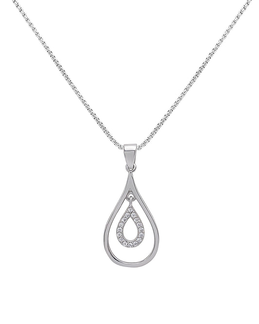 Collier en argent avec pendentif goutte et pierres