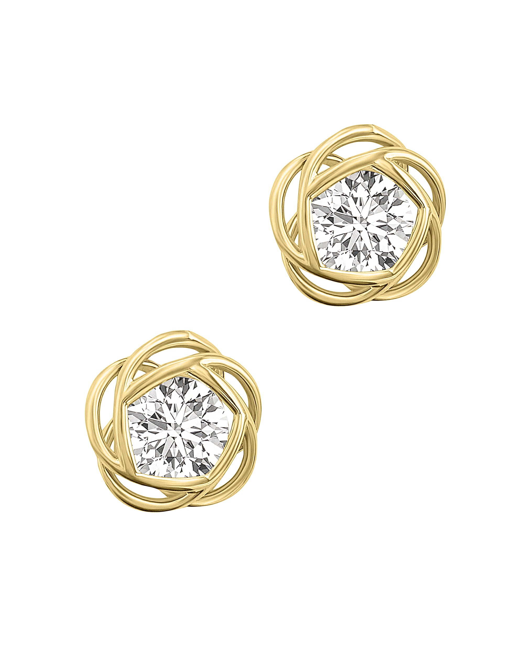GOLD PLATED FLOWER EARRINGS WITH SOLITAIRE SILENCER