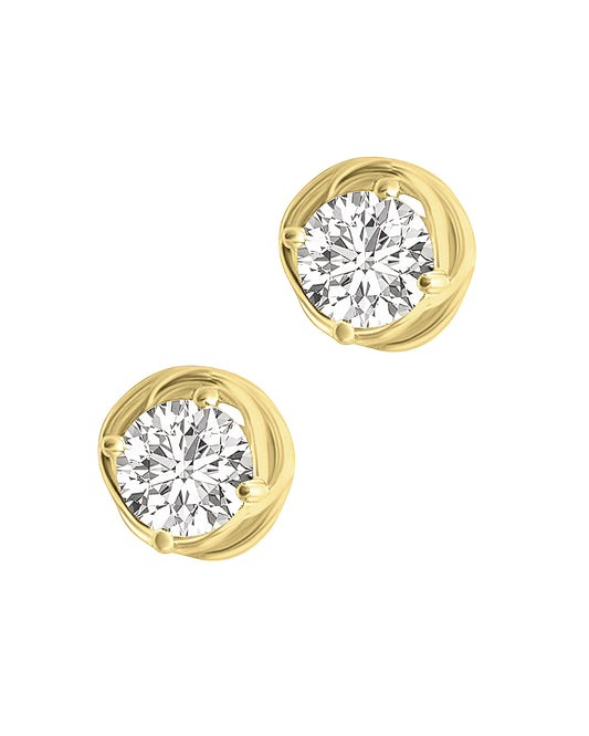 Boucles d'oreilles en plaqué or solitaire et fil torsadé