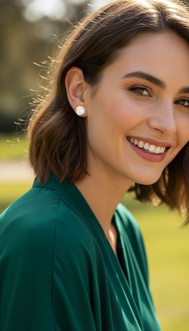 Vergulde solitaire oorbellen met gedraaide draad