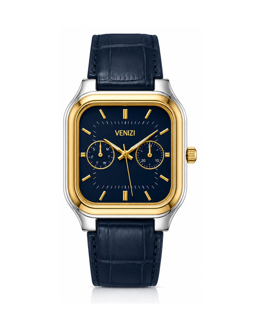 Square Venizi watch with midnight blue dial