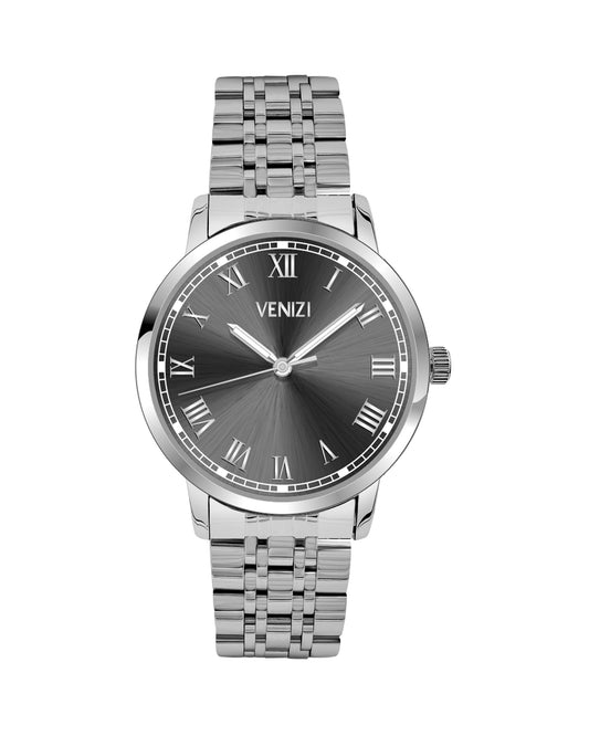 Montre argentée avec cadran gris anthracite