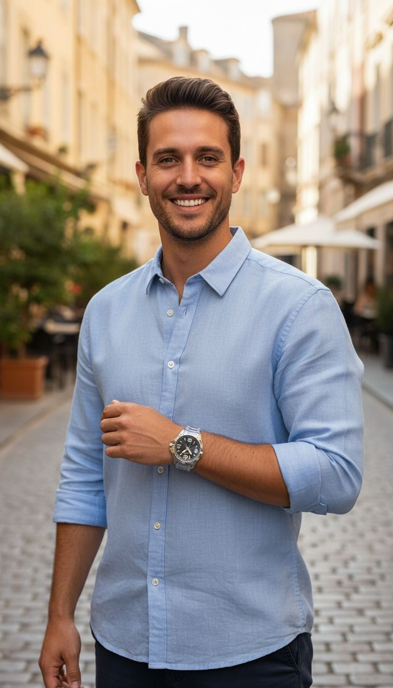 ZILVEREN VENIZI HORLOGE MET ZWARTE WIJZERPLAAT