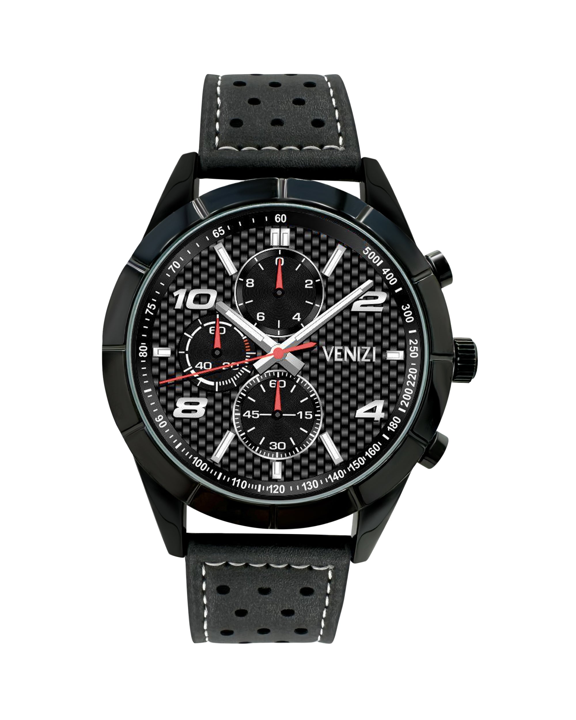 VENIZI ZWART HORLOGE MET ZWARTE WIJZERPLAAT