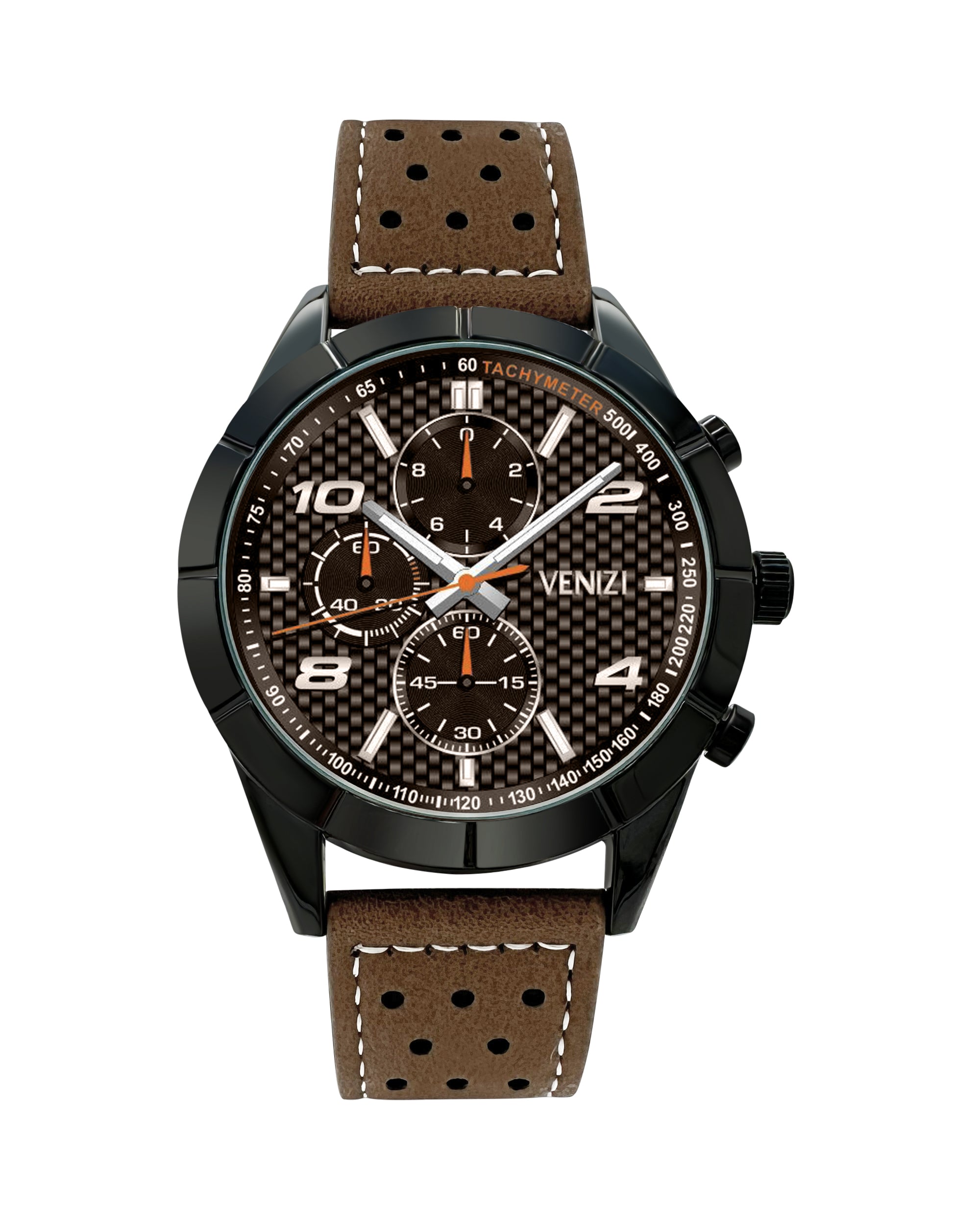 VENIZI BRUIN HORLOGE MET BRUINE WIJZERPLAAT