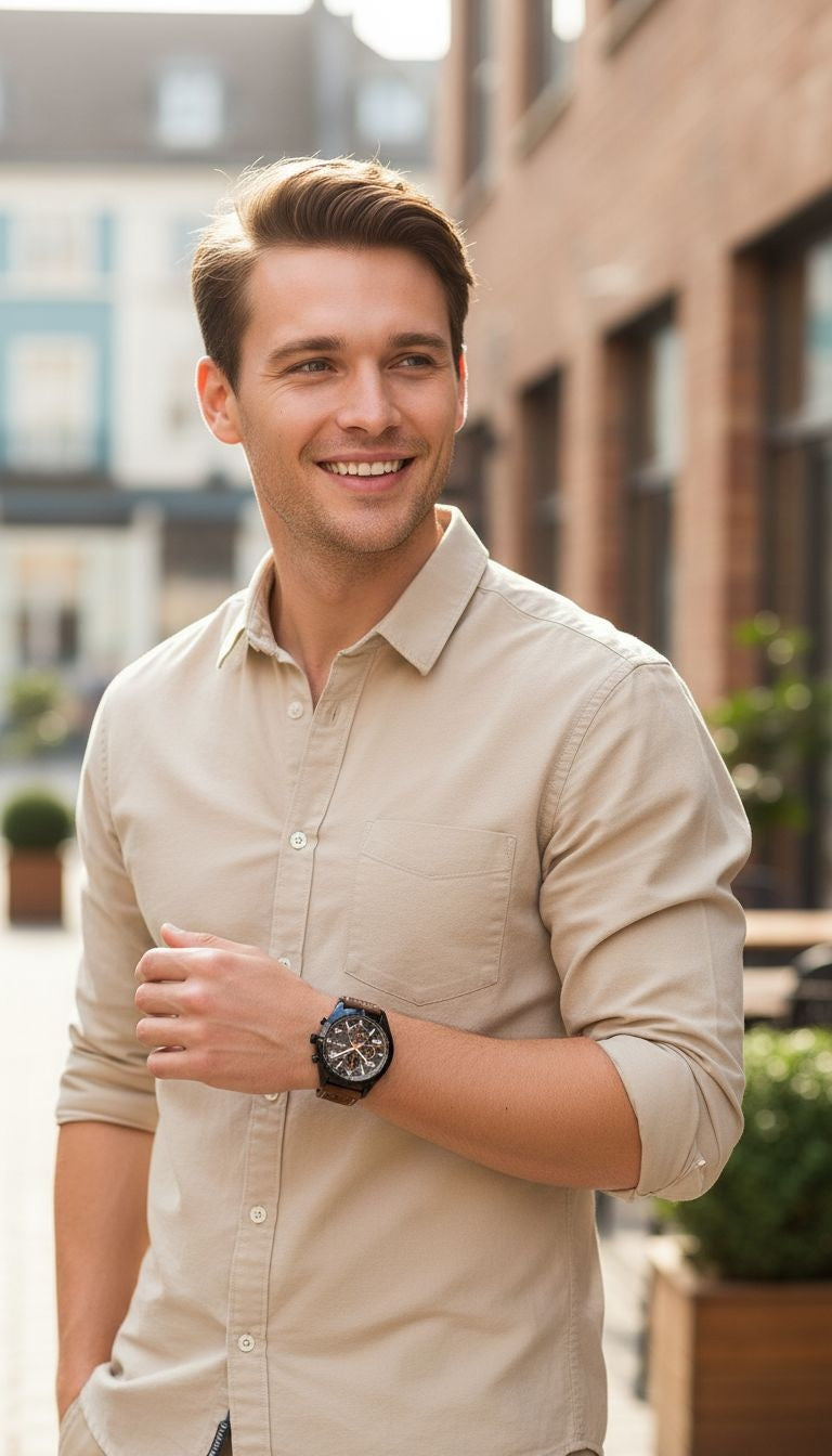 VENIZI BRUIN HORLOGE MET BRUINE WIJZERPLAAT