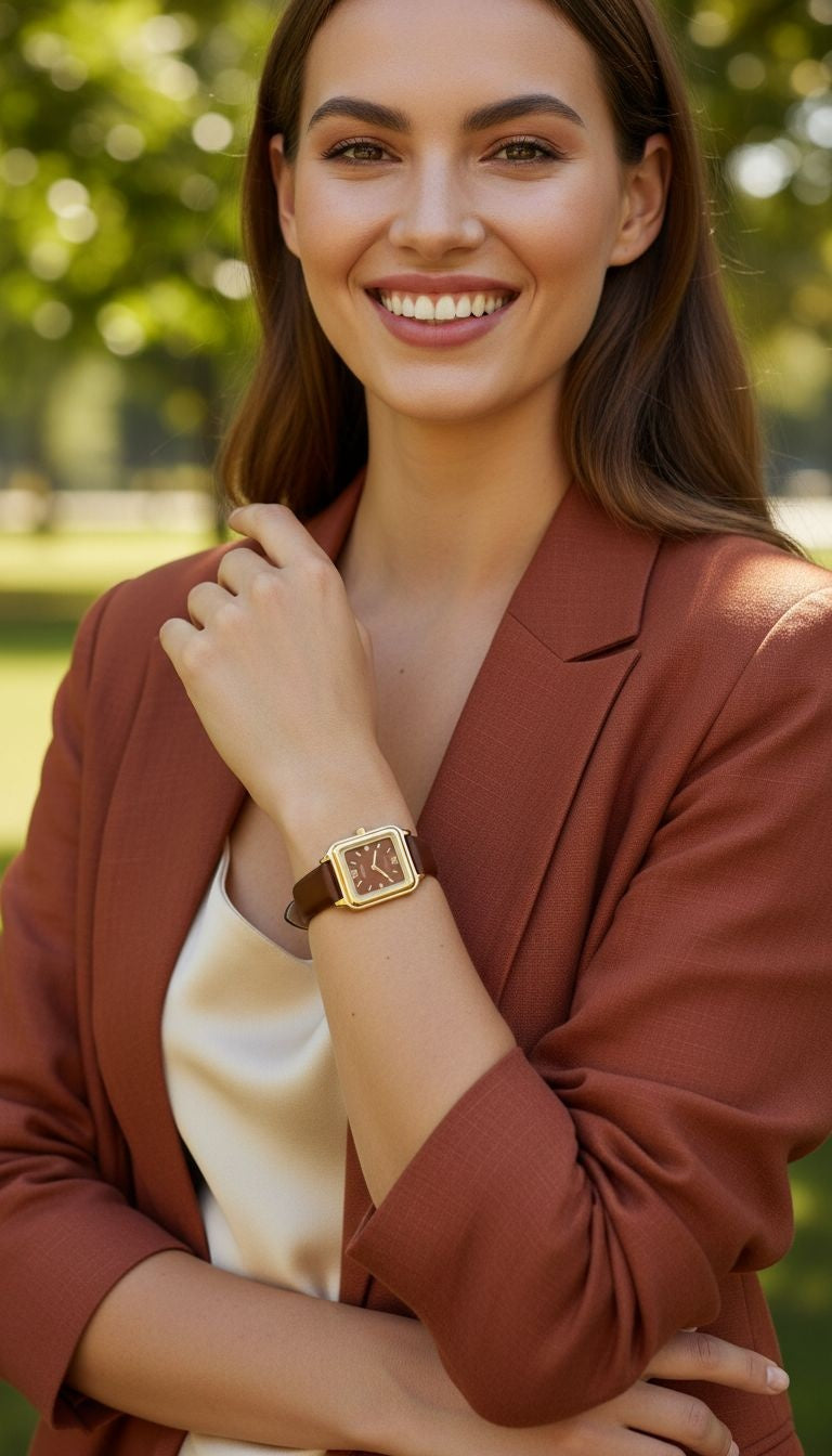 Montre venizi marron avec cadran doré