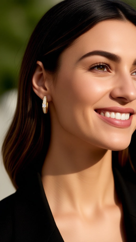 Vergulde creoolse stenen gezet met een solitaire