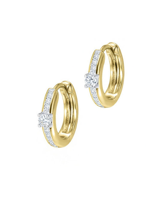 Gold-plated creoles set with stones and A solitaire