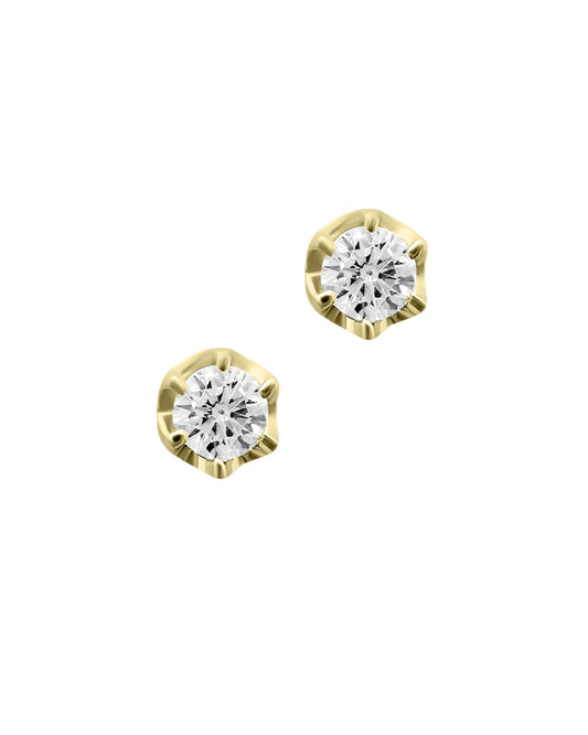 Boucles d'oreilles en plaqué or solitaire 5 mm