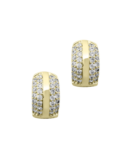Double line gold-plated hoopoy earrings with zirconium