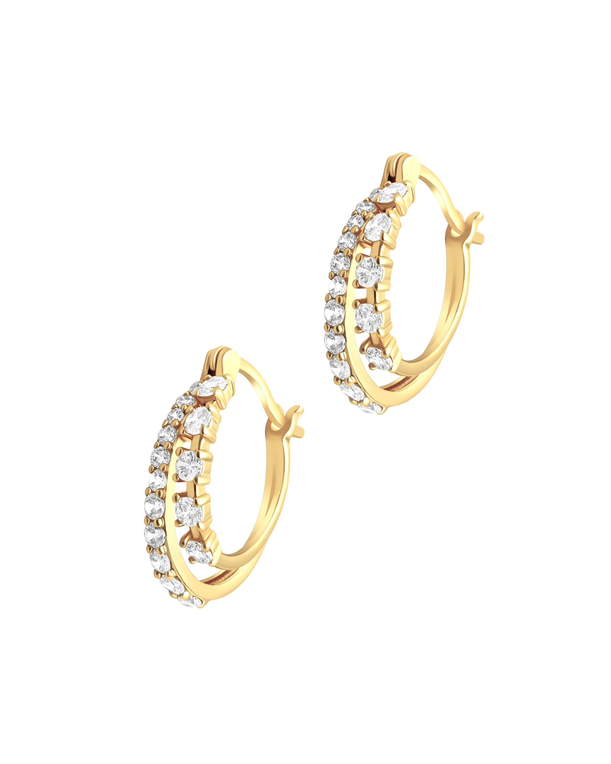 CREOLES EN PLAQUE OR DOUBLE AVEC ZIRCONIUM