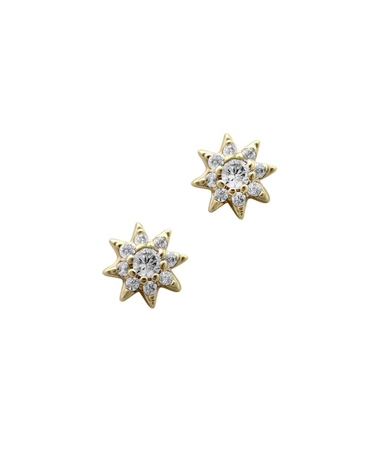 Boucles d'oreilles en plaqué or soleil avec zirconium