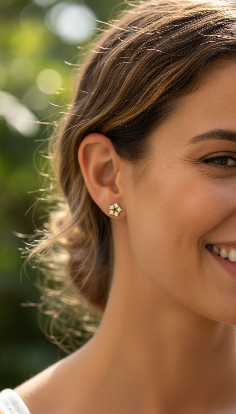 VERGULDE BLOEMENOORBELLEN MET ZIRKONIUM