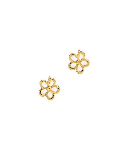 Boucles d'oreilles en plaqué or avec motif fleur évidé
