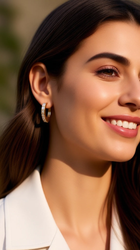 VERGULD HAKEN MET STENEN 1,4 CM