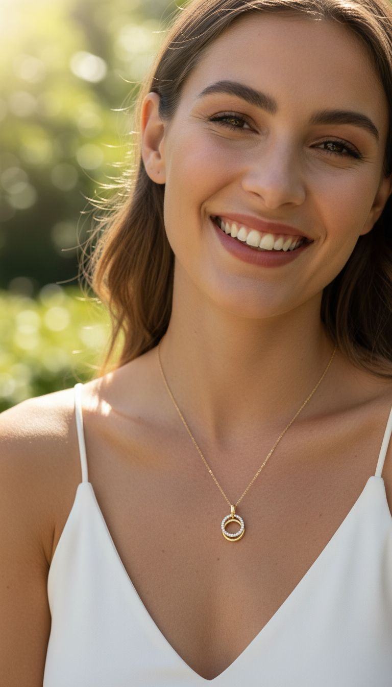 COLLIER EN PLAQUE OR DOUBLE CERCLE