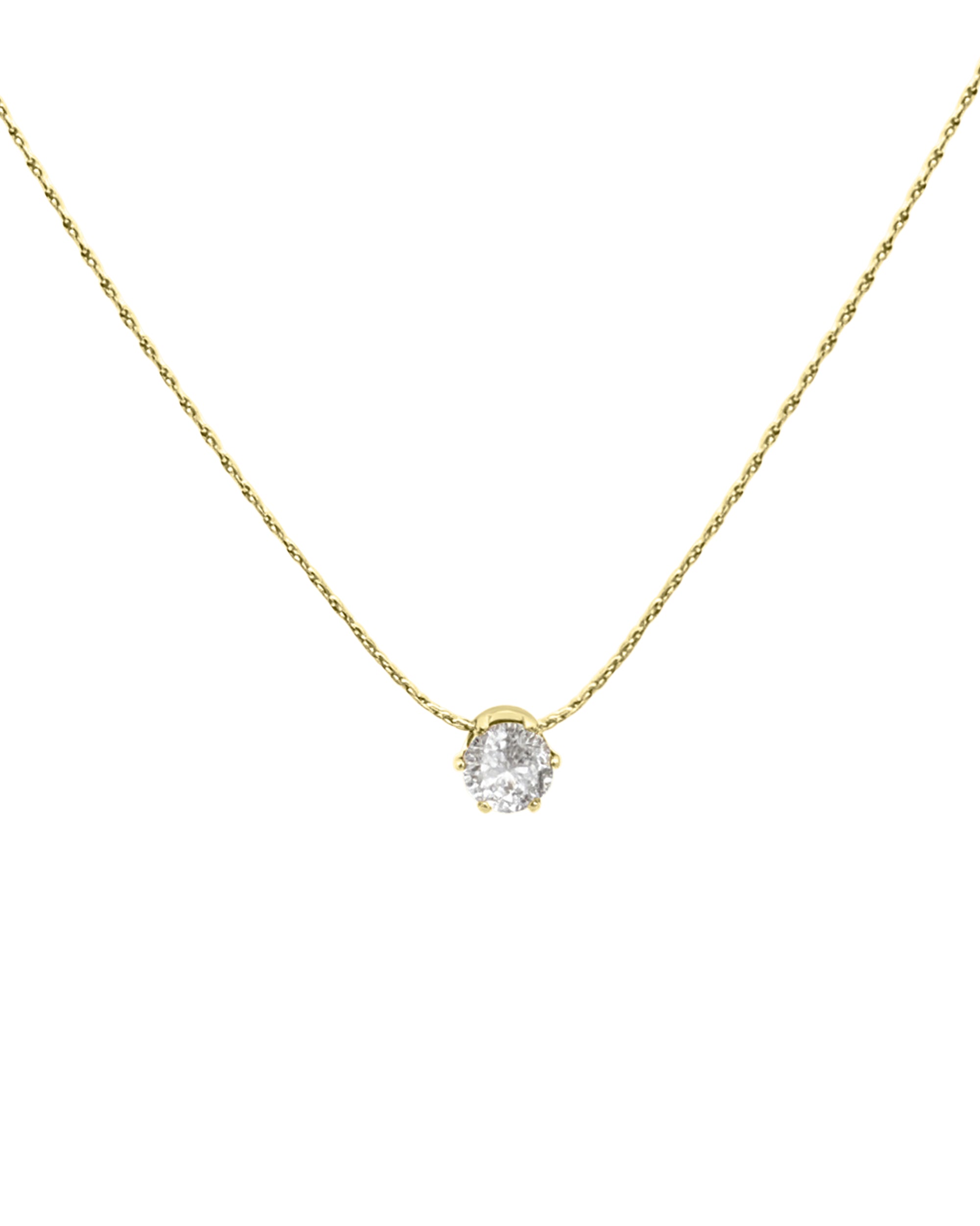 VERGULDE STALEN KETTING MET SOLITAIRE HANGER