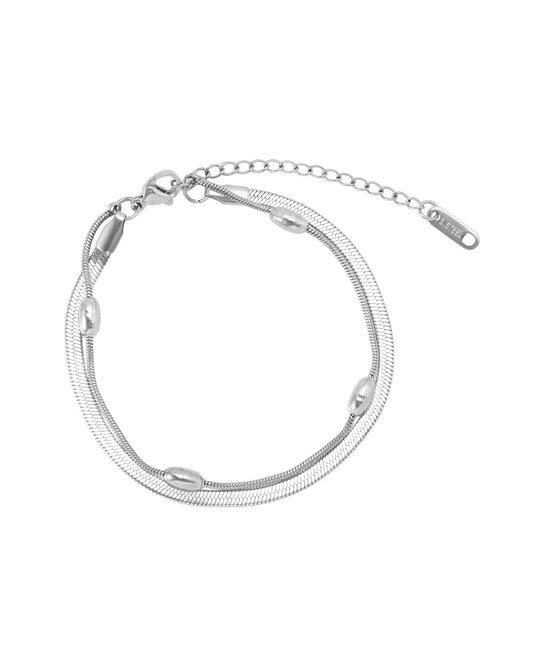 Bracelet en acier double maille avec olives