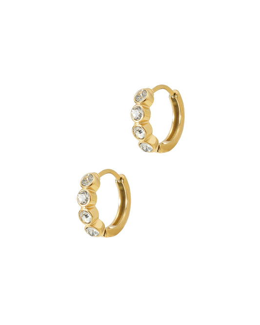 Créoles en acier doré 4 strass