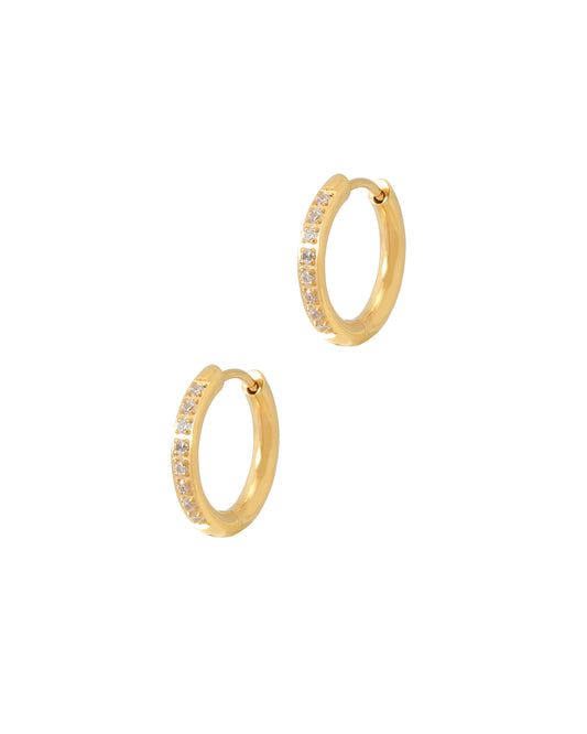 Créoles en acier doré avec strass