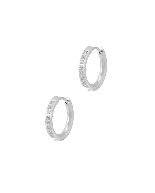 Stalen creolen met strass