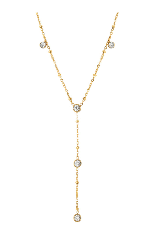 Collier en acier doré pendentif avec strass